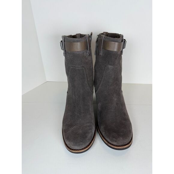 Trask Women's Size 8M Brown Suede Madison Moto Boots Block Heels - Picture 2 of 7